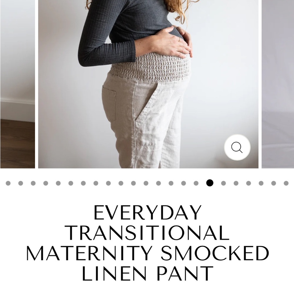 Emme transitional linen maternity and smocked pant